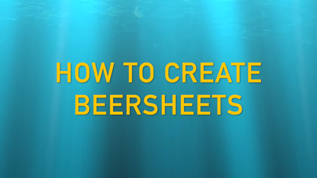 Text overlay 'HOW TO CREATE BEERSHEETS' on a blue underwater background