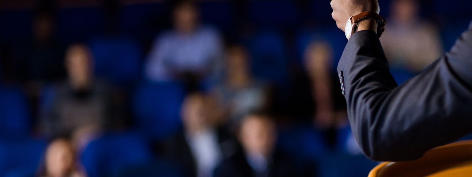 Close up of man giving a speech